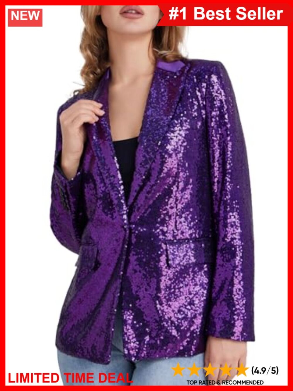Sequin Blazer Open Front Long Sleeve Casual Sparkle Jacket